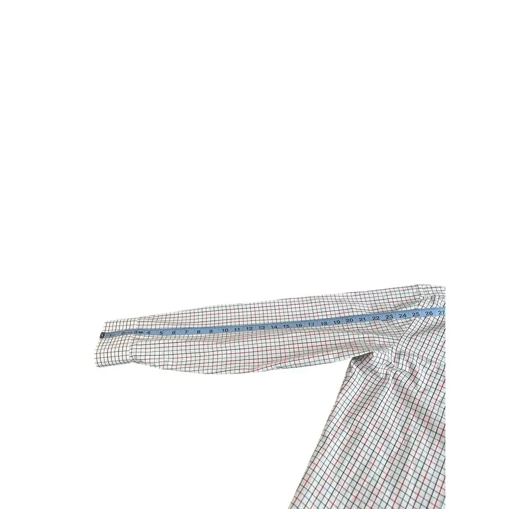 J.Crew Men's White Red Plaid Slim Fit Flex Wrinkle Free Button Down Shirt Size L